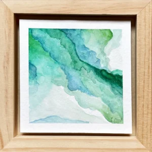Aquarell Bild quadratisch grün organisch gerahmt