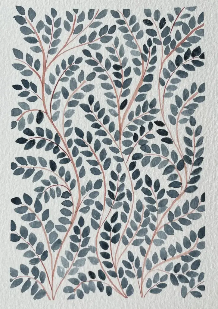 Aquarell Karte Pflanze blau-rot