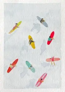 Aquarell Karte Surfer
