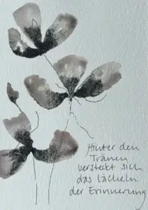 Aquarell Karte Trauer Blüten