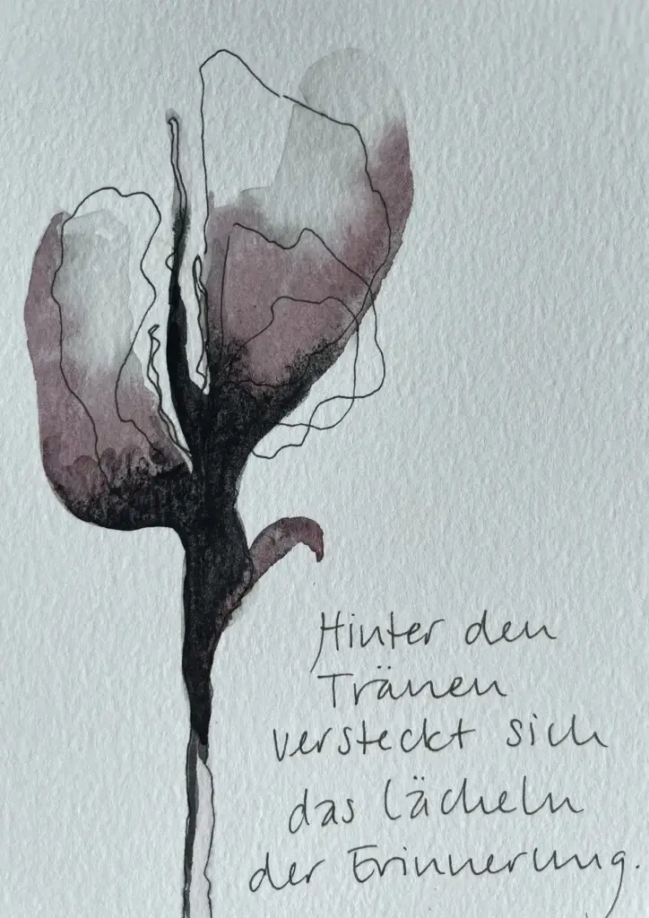 Aquarell Karte Trauer Tulpe
