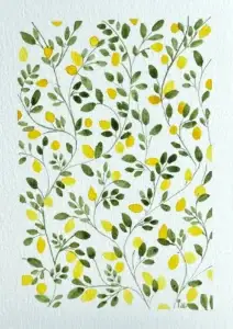 Aquarell Karte Zitronen